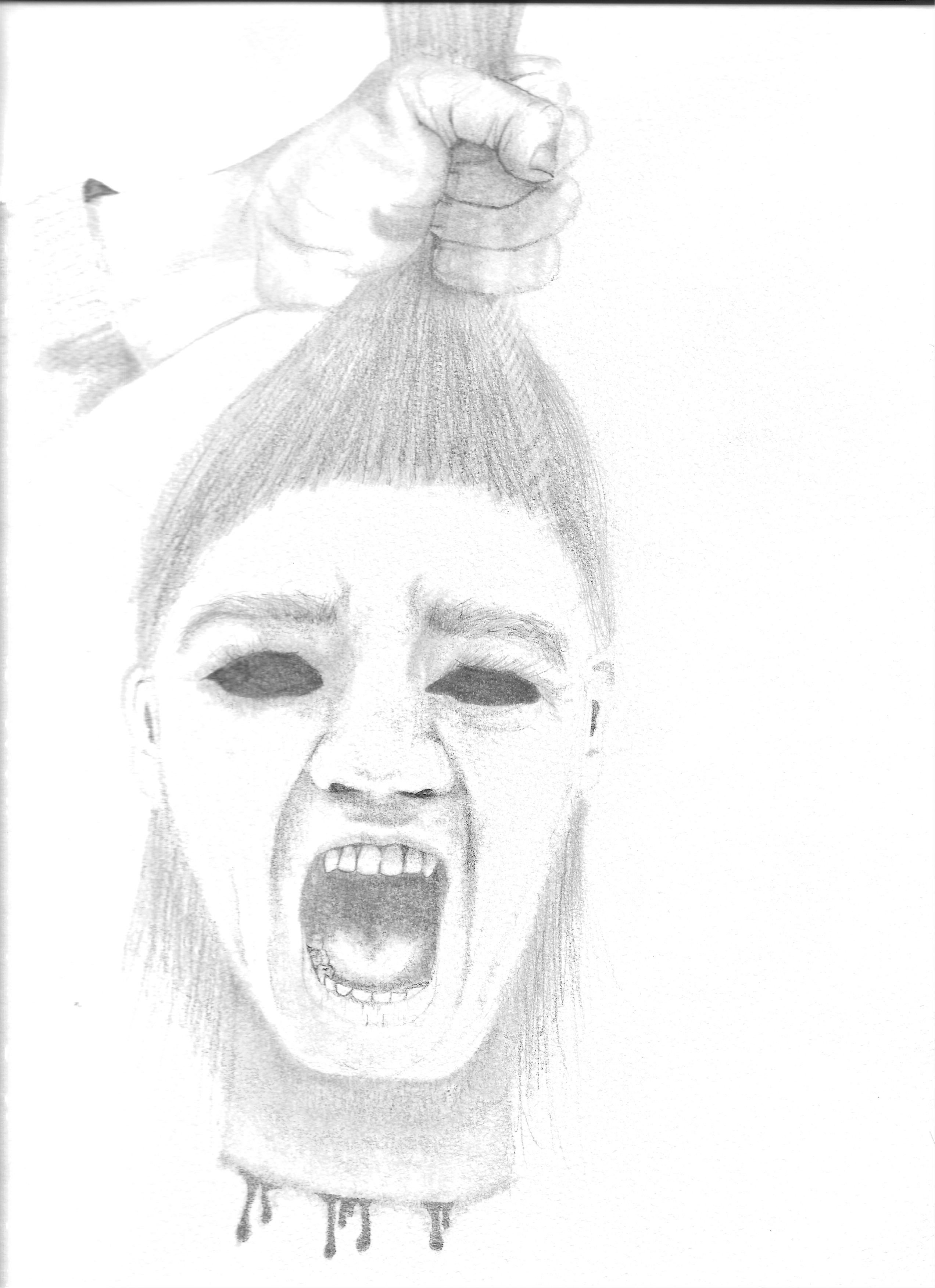 Wayne Tully Horror Art: Drawing An Exploding Skull Illustration In Black  And White Ink